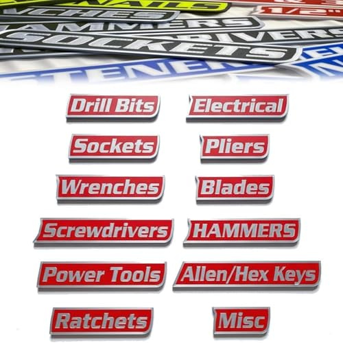 24 Pack of Magnetic Toolbox Labels, 3D-Printed Tool Box Labels, General Tool Box Organize Accessories, Reusable Tags for Steel Toolboxes, Carts, Drawers, and Cabinets