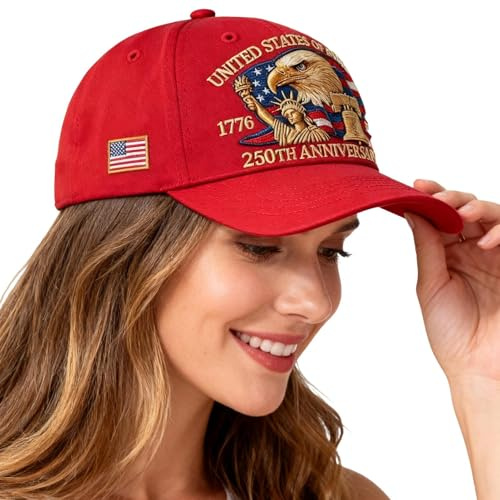 Trucker Cap | Amerikas 250. Jahrestage Kopfbedeckung - Bestickte Baseball Cap,Anpassbare Atmungsaktiven Frauen Hüte Touristen Parade Gedenktag Familientreffen Angeln Wandern Camping Radfahren