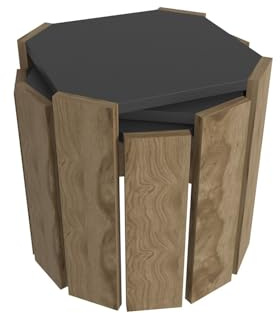 Modern Coffee Table, Anthracite & Walnut, 44.5 x 41 x 44.5 cm | 100% Melamine Coated Particle Board, 18 mm Thick | Stylish Industrial Design for Home & Office