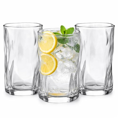 Zoha Diamond Long Glas - 280 ml im 4er Set für Kaffee, Tee, Iced Coffee, Cocktails & Saft – Glas Becher – Spülmaschinengeeignet