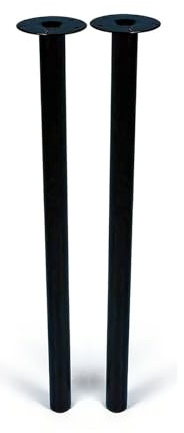 Pieds de table réglables et détachables, 2 pieds de support métalliques pour table ronde pliante 4 volets, hauteur réglable de 73,5 à 81 cm, gain de place(Black)