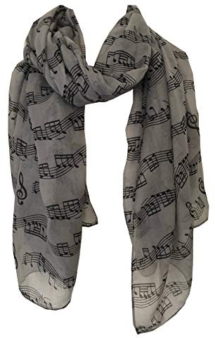 Groß grau mit schwarzen Noten Druckschal. Schöne warme Winterschal. Fantastische Geschenk (Big scarf with grey with black notes print scarf. Lovely warm winter scarf Fantastic Gift)