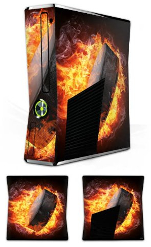 DeinDesign Skin kompatibel mit Microsoft Xbox 360 Slim Folie Sticker Eishockey Feuer