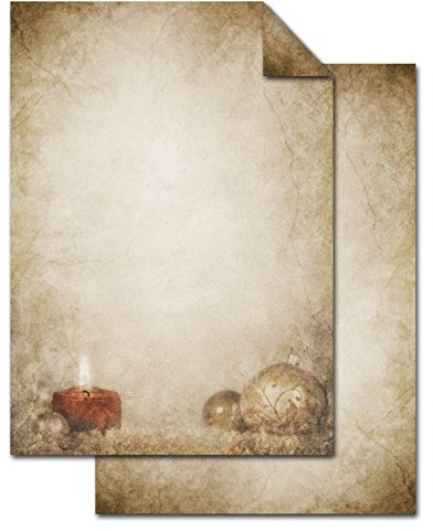 Logbuch-Verlag 25 Blatt Weihnachten Briefpapier Papier A4 KERZE vintage Weihnachtsbriefpapier weihnachtlich Druckerpapier Motivpapier Weihnachtspapier 100g