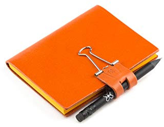 A7 Mind-Papers, revolutionäres X17-Karteikarten-Lernkarten-Box-Konzept! Recyceltes Leder orange, nachhaltig; Inhalt: Ca. 25 Karten + Sloop + Bleistift! Made in Germany, 17 Jahre Garantie*
