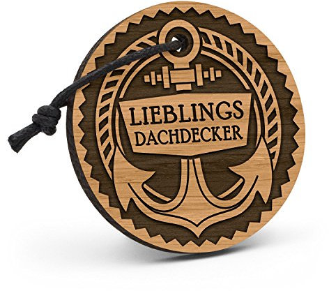 Fashionalarm Schlüsselanhänger Anker Tau Lieblingsdachdecker aus Holz mit Gravur | Geburtstag Geschenk Idee für Dachdecker BAU Beruf Job Arbeit