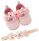 2 Pezzi Neonata Scarpe + Fascia, Bambino Fiore Scarpe Anti Scivolo Morbido Occasioni Speciali Battesimo per la Festa Nuziale Scarpe