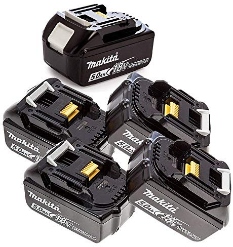 Makita Genuine BL1850 18V 5.0Ah Battery Five Pack for Makita DHP484Z, DHP481Z