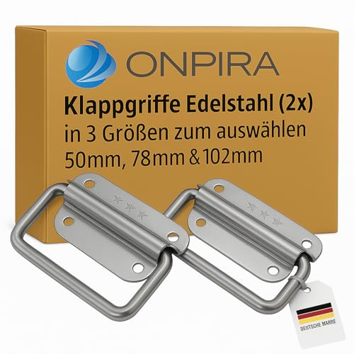 ONPIRA® Edelstahl Klappgriffe 2er Set – Rostfreie Bügelgriffe für Boot, DJ Case & Kiste | Hochbelastbar bis 100kg | In 50mm, 78mm oder 102mm