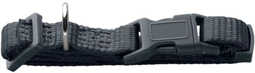 Halsung London Vario Basic Farbe anthrazit, Größe XXS-XS/2 | Nylon Hundehalsband, Sicherheitsverschluss mit Verriegelung, reißfest, pflegeleicht, Farbe: anthrazit, Größe: XXS-XS/2