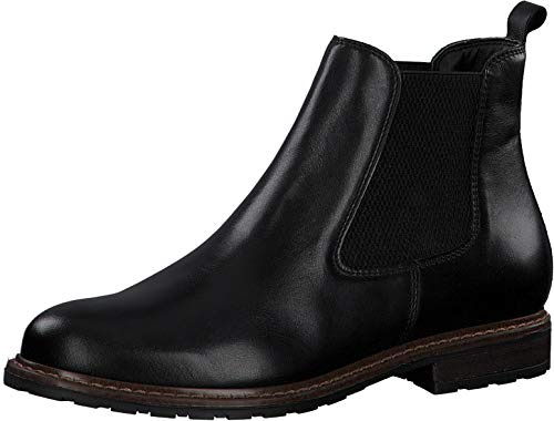 Tamaris Chelsea Boots für Damen, Stiefeletten für Damen, Schwarzes Leder, 9.5 UK