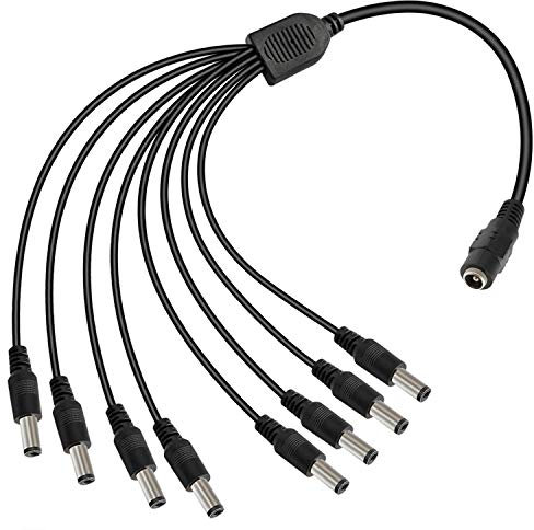 SAISN DC Power Y Splitter Cable 1 Female to 8 Male Plug for CCTV Camera (1 to 8)