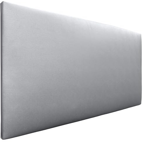 DHOME Kopfteil aus Kunstleder oder Stoff AQUALINE - Glatt Mit Beinen, Gepolstert, Luxusbett (Kunstleder Silber, 110cm für Betten 80/90/105)
