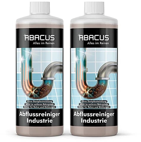 ABACUS® Abflussreiniger Industrie, Rohrfrei, Abflussfrei – entfernt Haare und Ablagerungen in Rohren und Abflüssen – Abflussreiniger Industrie 2x 1000 ml (7675)