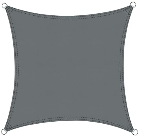 Cool Area Voile d'ombrage Carré 2x2m Imperméable Toile Ombrage 95% UV Protection pour Patio Balcon Jardin Terrasse Extérieur-Antracite
