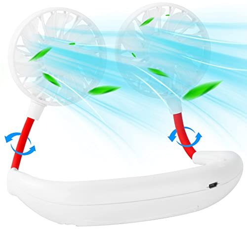 Mini ventilateur tour de cou portable, mains libres, rechargeable par USB, 3 vitesses réglables, rotation libre à 360 degrés, haute flexibilité, les sports de plein air, le camping