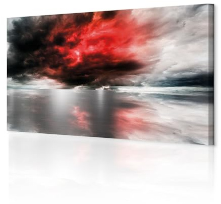 decomonkey Bilder Landschaft Wolken 150x50 cm 1 Teilig Leinwandbilder Bild auf Leinwand Vlies Wandbild Kunstdruck Wanddeko Wand Wohnzimmer Wanddekoration Deko Himmel