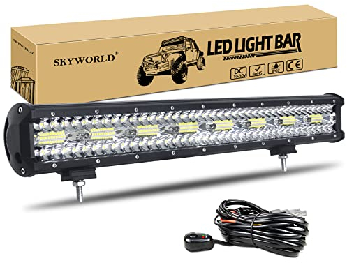 SKYWORLD LED Arbeitsscheinwerfer Bar 59cm 480W LED Scheinwerfer 12V 24V Arbeitslicht Zusatzscheinwerfer mit Kabelbaum für Auto Offroad Traktor PKW LKW SUV UTV ATV