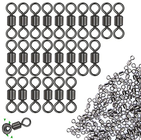 TFSYLISA 100 Pieces Fishing Rolling Swivels Stainless Steel High Strength Fishing swivel With Solid Rings Tackle Accessory Connectors for Saltwater of Freshwater