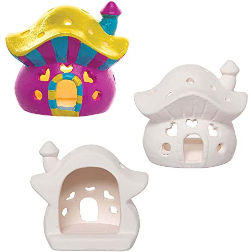 Baker Ross FC700 Feenhaus Teelichter aus Keramik - 3er Pack, Keramik Bastelset für Kinder zum Dekorieren und Basteln, Mittel