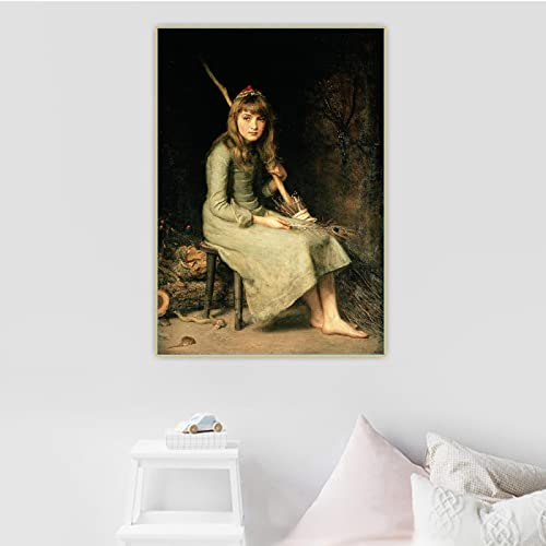 Dittelle John Everett Millais《Cinderella,1881》Leinwand Ölgemälde Kunstwerk Poster Bild Wand Kunstdruck Home Wohnzimmer Dekoration 80x120cm Rahmenlos