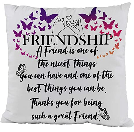 ZNGFON Weicher Kissenbezug mit Aufschrift A Friend is One of The Nicest Things The Best Friendship, für Sofa, Couch, Bett, 45,7 x 45,7 cm, Geburtstagsgeschenk für beste Freundin und Frau