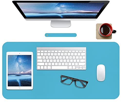 Leder-Schreibtischunterlage,wasserdichte Schreibtischunterlage für Schreibtisch, Schreibtischunterlage für Tastatur und Maus, Leder-Mauspad-Schutz für Büro und Zuhause, 76 * 36.5cm (M Blue)