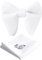 HOULIFE Fliege Herren Set - Verstellbare Fliege aus Samt Vorgebunden Fliege, einfarbige Einstecktuch, Manschettenknöpfe Set für Bräutigam Hochzeit formal mit Geschenkbox (Weiß)