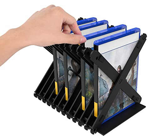 Geekria Foldable Games Card Disk Stand Storage Bracket Compatible with PS4, PS5, Nintendo Switch, Xbox Series, Xbox One, CD, DVDs, Movie Discs