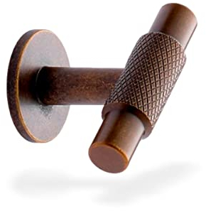 HARTE Tirador Manor T - Ideal para Todo Tipo de Muebles de Baño y Cocina - Diseño Moderno con Patrón de Diamante - Acabado Latón antiguo