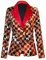 CARFFIV Damen Mode Zweireihige Bankett Party Urlaub Pailletten Langarm Jacken,Plaid,M