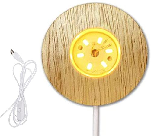 Holz LED Lampensockel USB DC 5V - Dimmbare Warmweiße LED Lampe aus Massivholz für Schmuckpräsentation mit einstellbarer Helligkeit