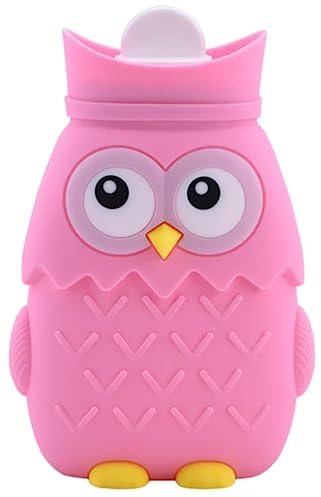 2x Mini Wärmflasche in Eule-Form Silikon Wasserbeutel Mikrowelle Heizung Handwärmer Kühltasche für Männer Frauen und Kinder Pink