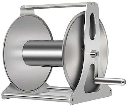 Carrello avvolgitubo, avvolgitubo in acciaio inox, montaggio a parete/pavimento, portatile, per tubo dell'acqua, può contenere fino a 39,9 m di tubo, per giardino e cortile, facile installazione (40 m
