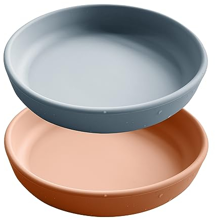 Futternapf für Katzen Silikon Katzennapf flach Futterschale Trinkschale Katzenschüssel, Tiernäpfe für Trockenfutter, Nassfutter katzennapf (Blau + dunkle Rosa)