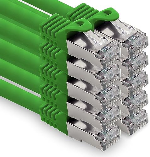 freiwerk 1,5 m - vert - 10 pièces câble réseau CAT.7 câble de raccordement Ethernet Lan S-FTP LSZH PIMF 10GB s prise RJ45 Cat6a