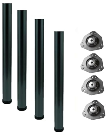 AZERODESIGN- Patas para Muebles- Pack 4 Patas de Mesa-para Mesa Escritorio- Redonda de 60mm de diámetro, Medidas de Largo 65cm,71cm,83cm y 87 cm,-Patas Mueble- Montaje Tornillos Base atornillable