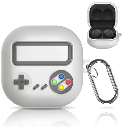 MOWYEOK Kopfhörer Hülle für Samsung Galaxy Buds Pro/Live/2/2 Pro, Retro Spielekonsolen Design, Weiche Silikon Schutzhülle Mit Karabiner