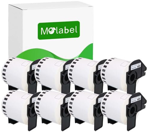 Molabel Adressetiketten DK-22205 DK2205 8er-Pack Rollen (Endlos) 62mm x 30,48m, kompatibel mit Brother QL-500, QL-500A, QL-500BS, QL-500BW