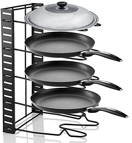Wakects Organisateur de Support de Rangement pour Couvercle de Poêle à Frire à Plusieurs Niveaux, Couvercle Réglable Verticalement ou Horizontalement et Support de Poêle pour Comptoir de