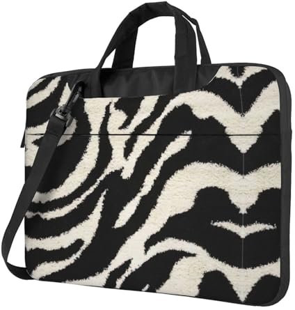 Zebra Laptoptasche mit Tierdruck für Damen und Herren, mit Griff, ultradünn, Schwarz , 14 inch