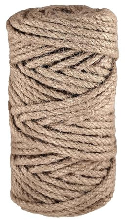 Cuerda de cáñamo natural, cuerda de fibra de cáñamo duradera para jardín, encuadernación, camping, ecológica, multiusos (6 mm x 50 m)