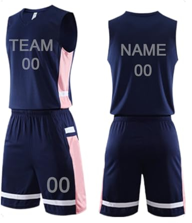 GJXWD Personalisiertes Basketball Trikot Individuelle Basketball Trikots mit Namen Nummer Mannschaft Logo Basketball Trikot Personalisiert Set Basketballtrikot-Shirts Und Shorts,XS,Blue