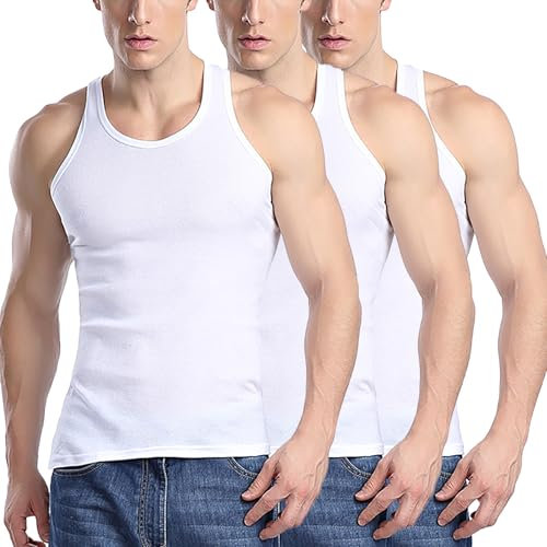 TANTOMI Unterhemd Herren 3er Pack, Tank Top, Unterhemden, Schwarz Weiss, Geeignet für Sport, Fitness und Den Alltag