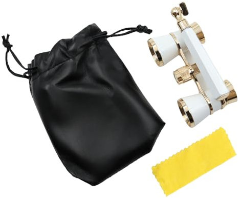 Hsthe Sea Opera Binocular Telescope, 3 x 25 Opera Glasses with Handle, Binoculars Portable Telescope Gift for Man，Women (White)