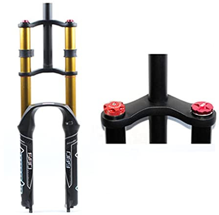 Aluminium-Vorderradgabel mit Federung für Mountainbikes, DH FR AM Doppelbrückengabel, MTB Downhill-Federdrucksystem, Gabel-Schnellspanner/Steckachse (Farbe: AIR Open, Größe: 26 Zoll)