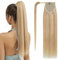 SEGOHAIR Pferdeschwanz Haarteil Echthaar Extensions Zopf 20(50cm) Clip in Extensions Echthaar Lang Glatt Echte Haare Extensions Echthaar Remy Dunkelblond gemischt mit Bleichblond-95g