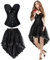 Aragallant Corset y Falda Steampunk, Conjunto Negro Medieval Elegante, Corset Mujer para Vestir Gótico, Bustier para Halloween y Fiestas Temáticas