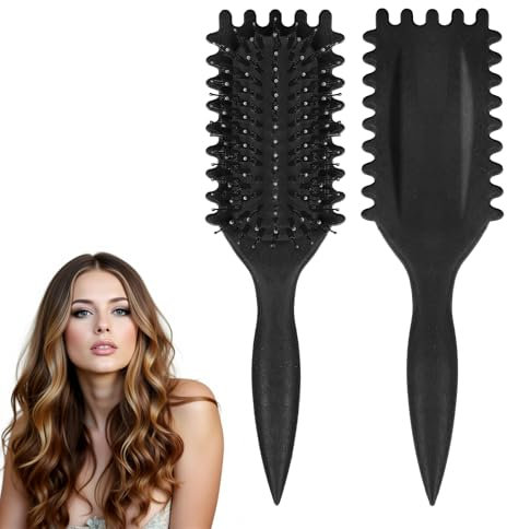 Lockenbürste,Curl Hair Brush, Curl Define Styling Brush,2024 Neu Curl Define Stylingbürste curl defining brush, Haarbürste zum Entwirren für Frauen(Schwarz)