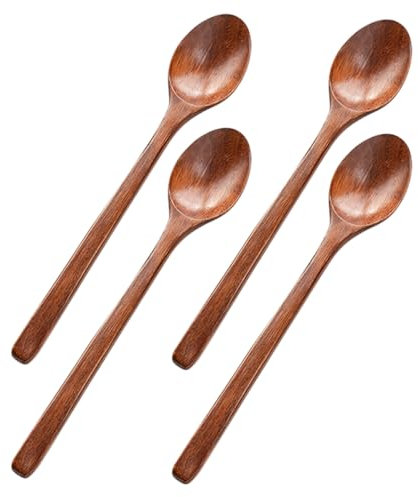 OFFSCH 4piezas Cucharas De Madera Para Sopas Postres y Ensaladas Soperas Reutilizables De Cucharas Soperas